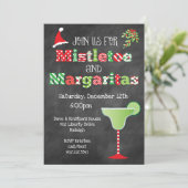 Mistletoe en Margaritas Kerstparty Kaart (Staand voorkant)