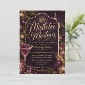 Mistletoe en Martini Feestelijke Party Kaart (Staand voorkant)