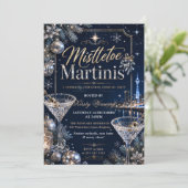 Mistletoe en Martini Kerstfeest Kaart (Staand voorkant)