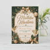 Mistletoe en Martini Kerstfeest Kaart (Staand voorkant)