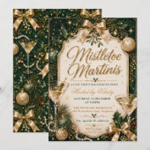 Mistletoe en Martini Kerstfeest Kaart (Voorkant / Achterkant)
