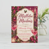 Mistletoe en Martini Kerstfeest Kaart (Staand voorkant)