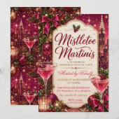 Mistletoe en Martini Kerstfeest Kaart (Voorkant / Achterkant)