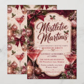 Mistletoe en Martini Kerstfeest Kaart (Voorkant / Achterkant)