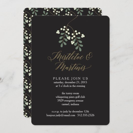 Mistletoe en Martinis Holiday Party Uitnodiging (Voorkant / Achterkant)