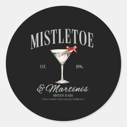 Mistletoe en Martinis Tail Christmas Espresso Mar Ronde Sticker (Voorkant)