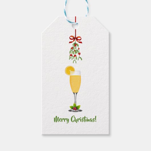 Mistletoe en Mimosas Kerstdank Cadeaulabel (Voorkant)