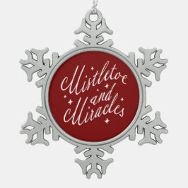 Mistletoe en Mirakels Rood en Wit Tin Sneeuwvlok Ornament