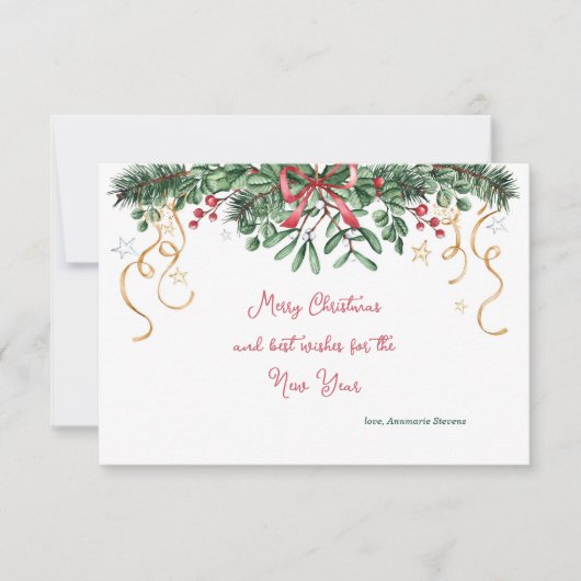 Mistletoe en Pijn Kerstkaart Kaart (Voorkant)