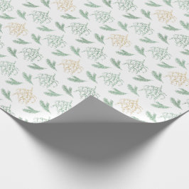 Mistletoe en Pine Groen en Goud Kleur Kerstmis Cadeaupapier