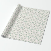 Mistletoe en Pine met Monogram Christmas Green Cadeaupapier (Uitgerold)
