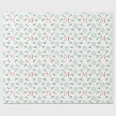 Mistletoe en Pine met Monogram Kerstrood Cadeaupapier (Vlak)