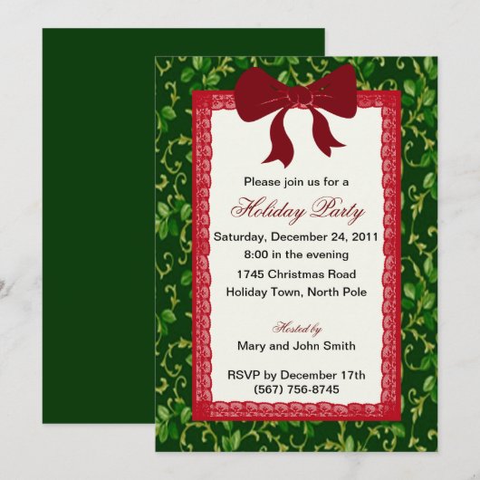 Mistletoe en Red Lace Party Uitnodigingen (Voorkant / Achterkant)