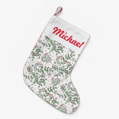 Mistletoe en Snowflake Patroon Kleine Kerstsok (Voorkant (Hangend))