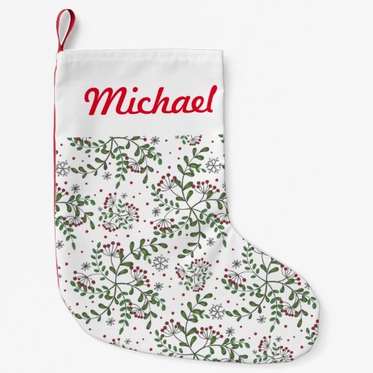 Mistletoe en Snowflake Patroon Kleine Kerstsok (Voorkant)