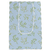 Mistletoe en Stripes Blauw Groene Gift Bag Medium Cadeauzakje (Achterkant)
