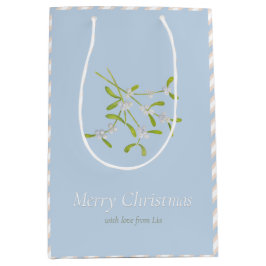 Mistletoe en Stripes Blue Eggnog Gift Bag Medium Cadeauzakje