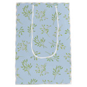 Mistletoe en Stripes Blue Eggnog Gift Bag Medium Cadeauzakje (Achterkant)