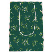 Mistletoe en Stripes Darkgreen Roos Gift Bag Medium Cadeauzakje (Achterkant)