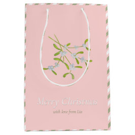 Mistletoe en Stripes Groene Roos Gift Bag Medium Cadeauzakje