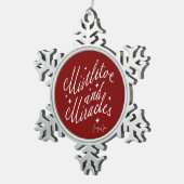 Mistletoe en wonderen rood en wit tin sneeuwvlok ornament (Rechts)