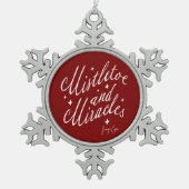 Mistletoe en wonderen rood en wit tin sneeuwvlok ornament (Voorkant)