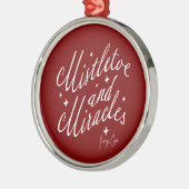 Mistletoe en Wonderen Rood & Wit Rond Kerstmis Metalen Ornament (Links)