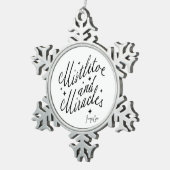 Mistletoe en wonderen zwart-wit tin sneeuwvlok ornament (Rechts)