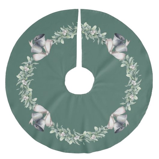 Mistletoe en Zilveren Ballen Groen Kerstboom Rok (Voorkant)