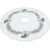 Mistletoe en zilveren ballen wit kerstboom rok (Gekanteld)