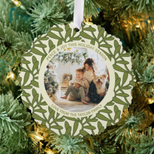 Mistletoe Foto en Tekst Gepersonaliseerde Kerst Ornament Kaart
