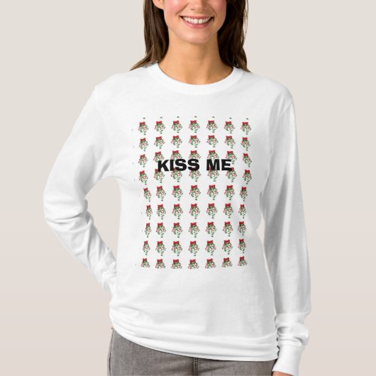 MISTLETOE GALORE EN KUS ME VROUW T-SHIRT (Voorkant)