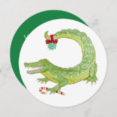 Mistletoe Gator-kerstuitnodiging Save The Date (Voorkant / Achterkant)