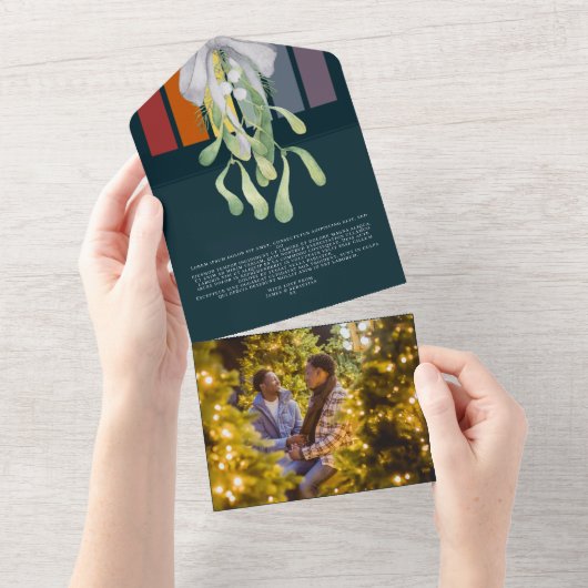 Mistletoe Gay Rainbow Elegant Kerstmis Kaart (Afscheurbaar)