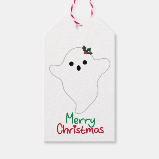 Mistletoe Ghost Vrolijk Kerstfeest Cadeaulabel (Voorkant)