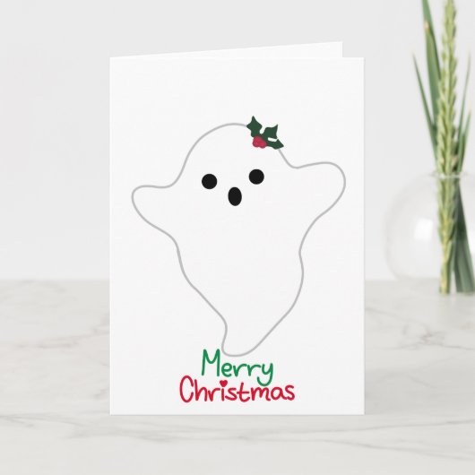Mistletoe Ghost Vrolijk Kerstfeest Kaart (Voorkant)
