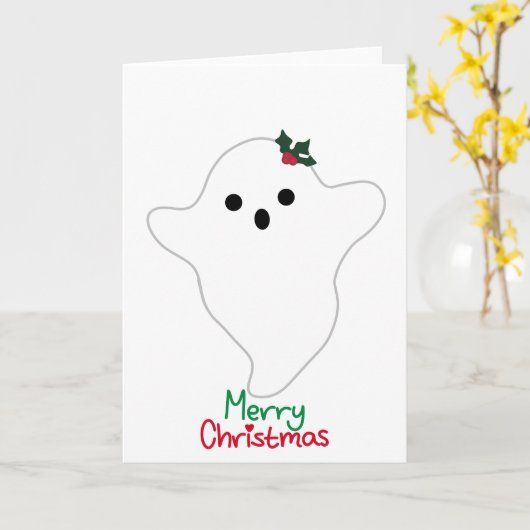 Mistletoe Ghost Vrolijk Kerstfeest Kaart (Gele Bloem)