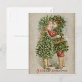 Mistletoe girl en heilige jongen kus CC0784 Kerstm Feestdagenkaart (Voorkant / Achterkant)