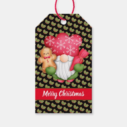 Mistletoe Gnome past Kleur en Tekst aan Cadeaulabel (Voorkant)