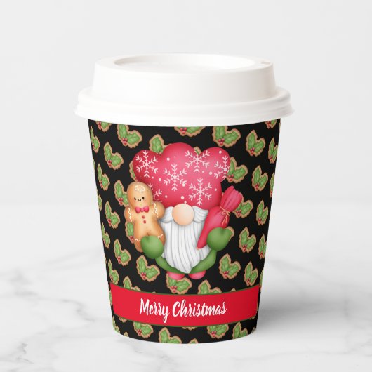 Mistletoe Gnome past Kleur en Tekst aan Papieren Bekers (Voorkant)