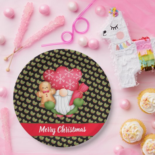 Mistletoe Gnome past Kleur en Tekst aan Papieren Bordje (Feest)