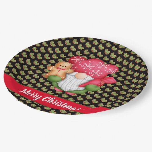 Mistletoe Gnome past Kleur en Tekst aan Papieren Bordje (Gekanteld)