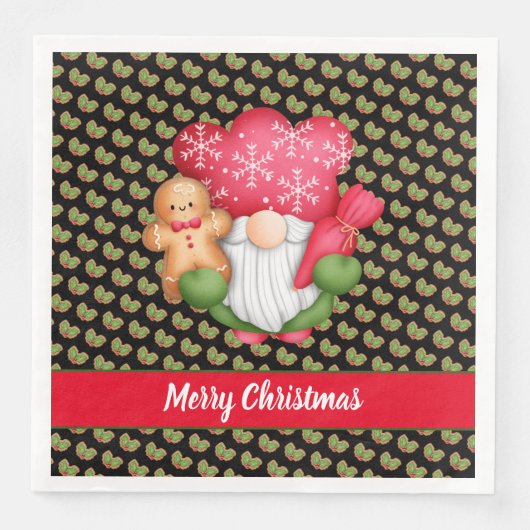 Mistletoe Gnome past Kleur en Tekst aan Servet (Voorkant)