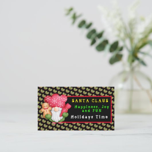 Mistletoe Gnome past Kleur en Tekst aan Visitekaartje (Staand voorkant)