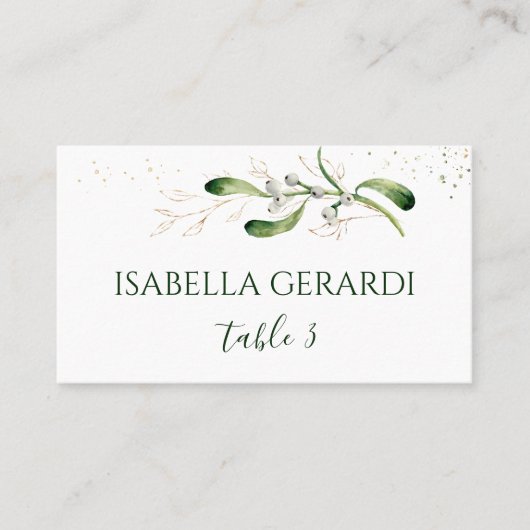Mistletoe Gold Foliage Confetti Wedding Plaatskaartje (Voorkant)