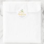 Mistletoe Gold Script Merry Christmas Familienaam Ronde Sticker (Tas)