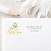 Mistletoe Goud Prettig Kerst Terug Adres Etiket (Insitu)