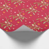 Mistletoe grafische rode groene kerstverpakking cadeaupapier (Hoek)
