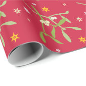 Mistletoe grafische rode groene kerstverpakking cadeaupapier (Rol Hoek)