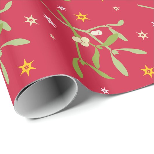 Mistletoe grafische rode groene kerstverpakking cadeaupapier (Rol Hoek)